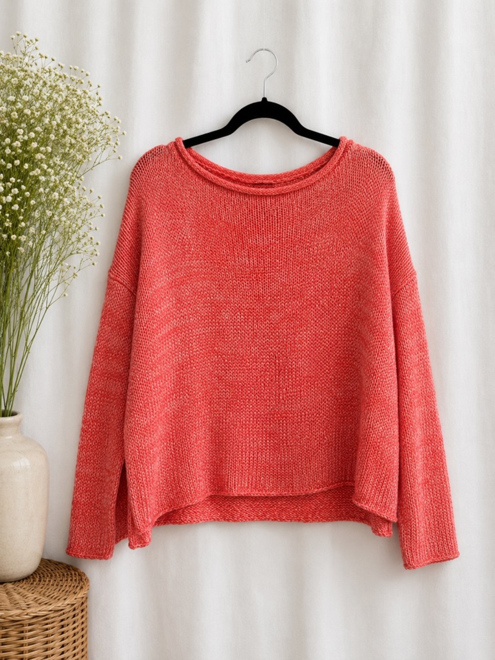 Women's Coral Drop-Shoulder Knit Sweater